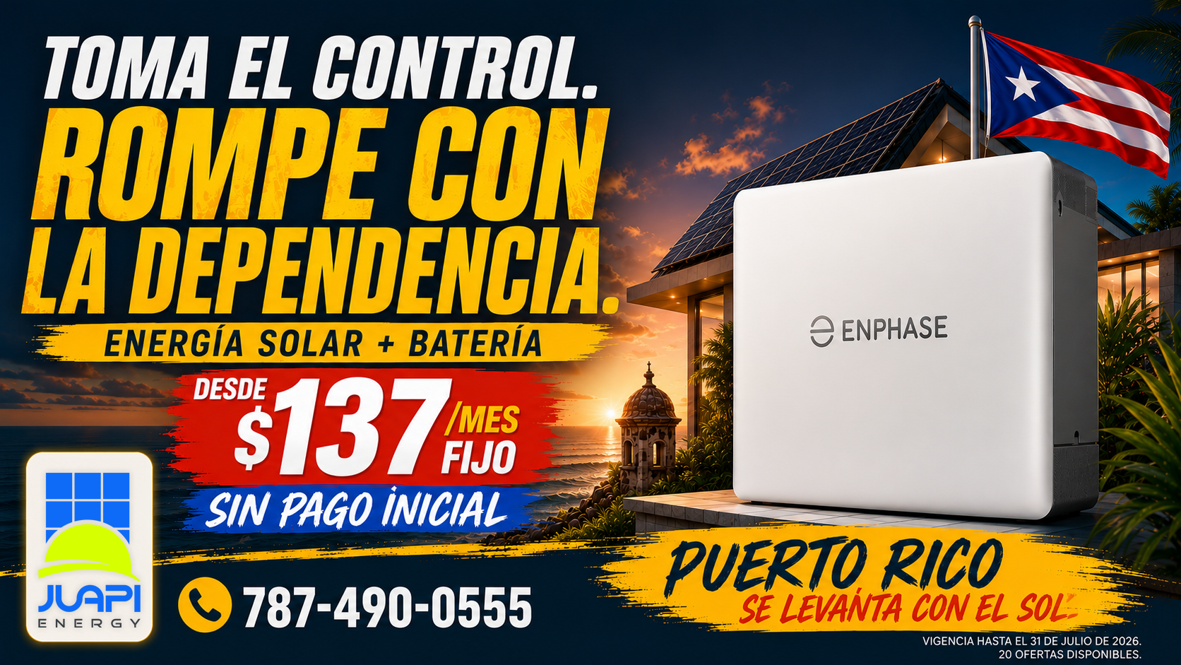 Oferta Enphase 8 paneles + 1 batería