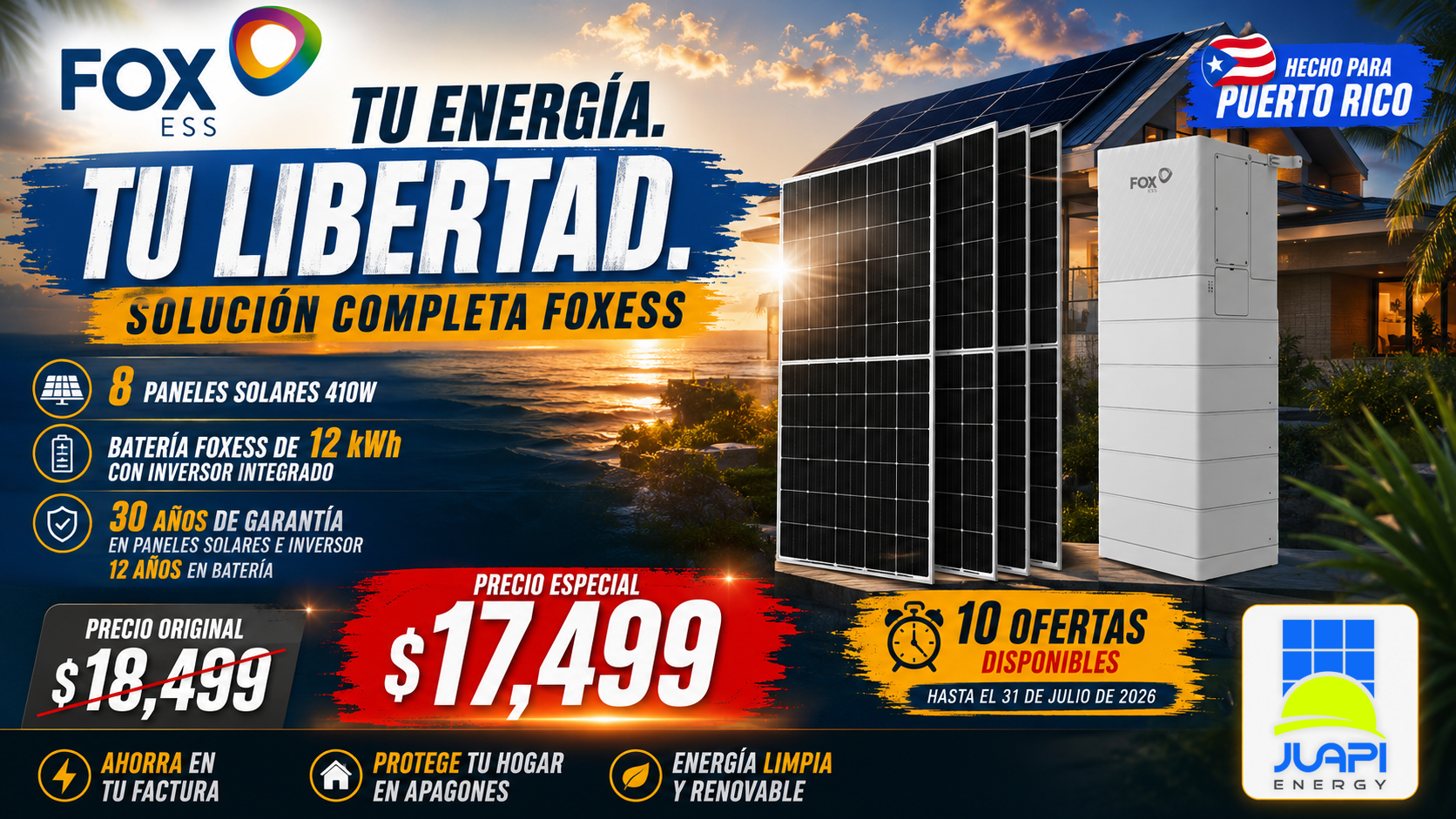 Oferta FoxESS 8 paneles 410W + batería 12 kWh
